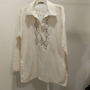 NWOT Men's 100% cotton antique kurta shirt with embroidery